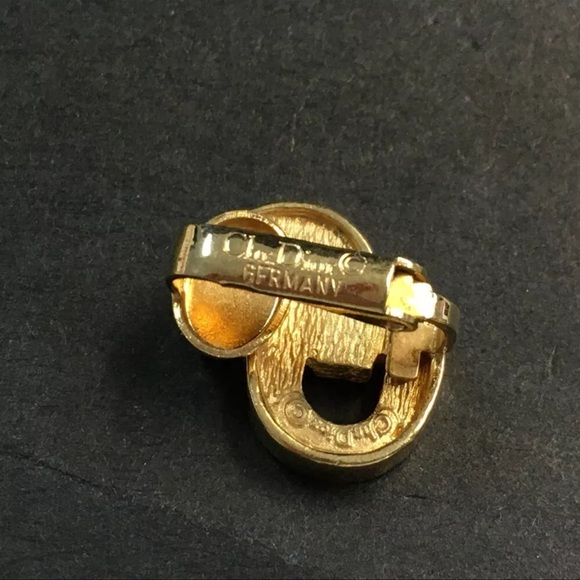 AUTH Christian Dior CD Logo Rhinestone Earrings Gold - Picture 7 of 7